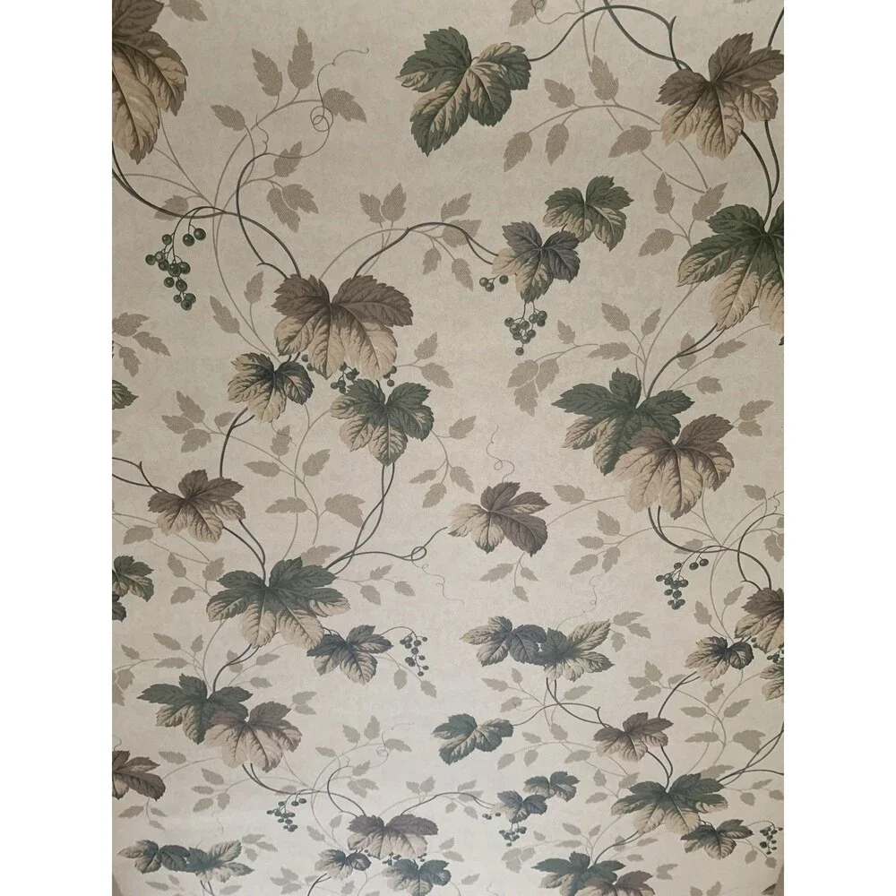 Colorful Vintage Fall Leaves Wallpaper. The Warner Co. WFM6161, 27 In. x 27 Ft.